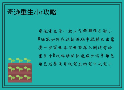奇迹重生小r攻略